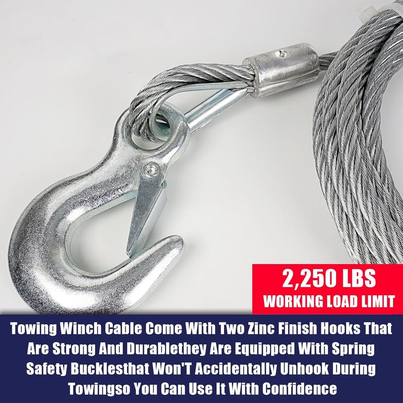 JETRA Galvanized Steel Winch Cable, 5/16” x 50ft Wire Rope with Hook, 9,000 lbs Breaking Strength, Heavy Duty Towing Cable, for Rollback, Crane, Wrecker, Tow Truck, UTV - Image 4